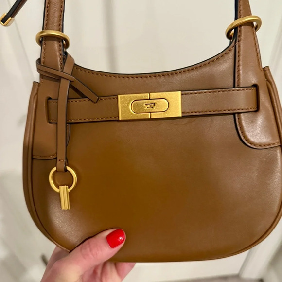 Tory Burch Lee Radziwell Small Leather Saddle Crossbody Bag - Picture 1 of 5